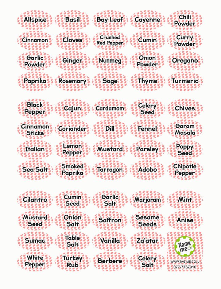 מדבקות לתבלינים באנגלית