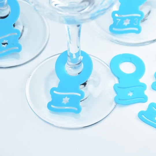 סיליקון תכלת עם דגל ישראל על כוס יין