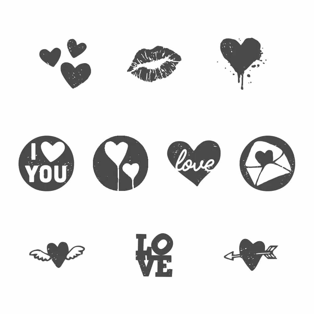 עיצובים שונים לחותמות אהבה