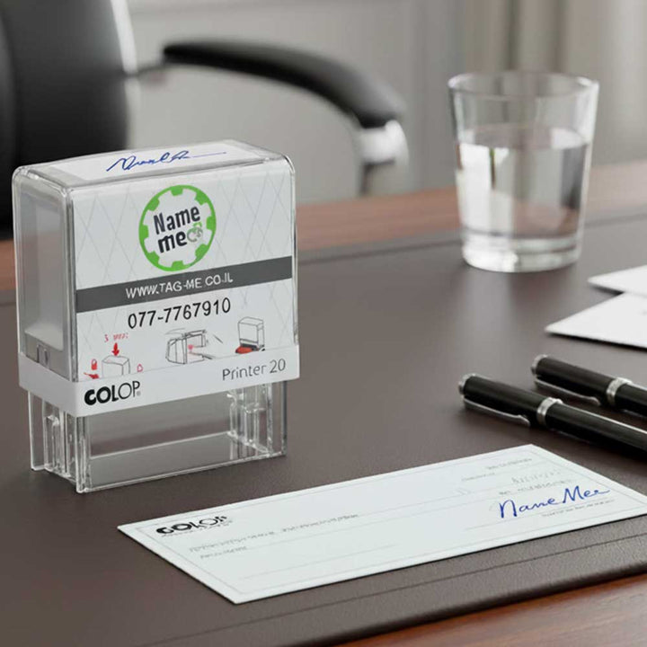 חותמת סטנדרטית עם חתימה אישית - דיו כחול