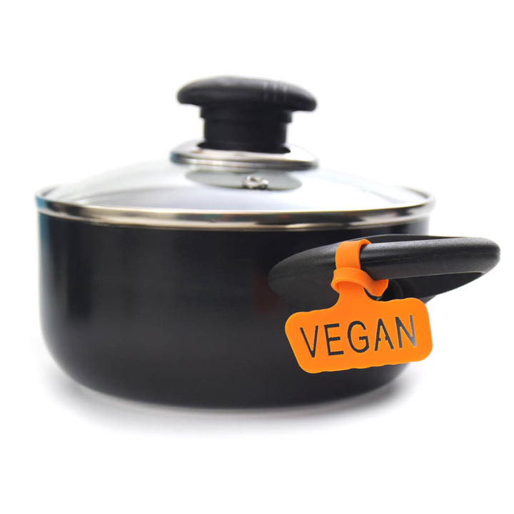 סט של 4 תוויות לתליה על סירים עם כיתוב VEGAN