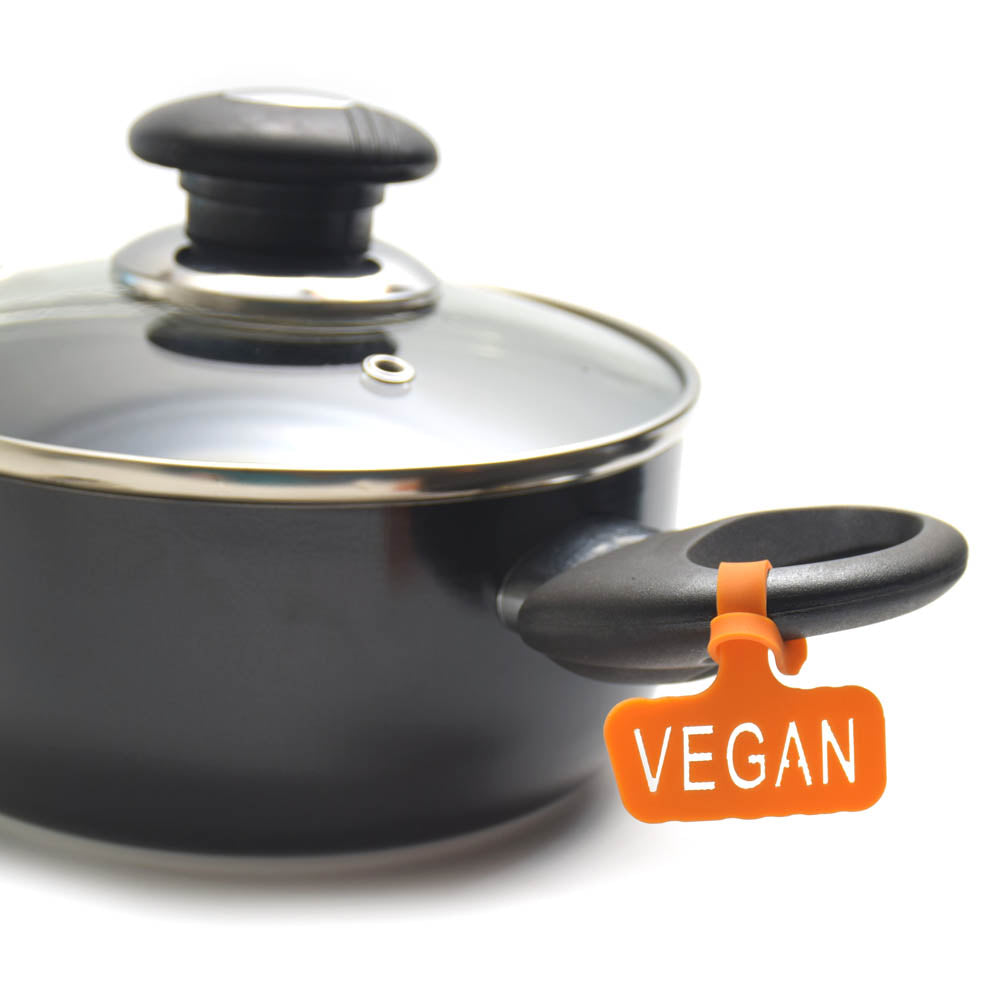 סט של 4 תוויות לתליה על סירים עם כיתוב VEGAN
