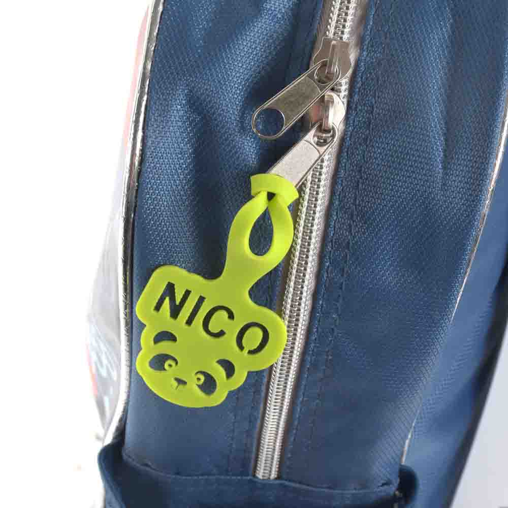 תווית סיליקון עם שם ואיור של חיה